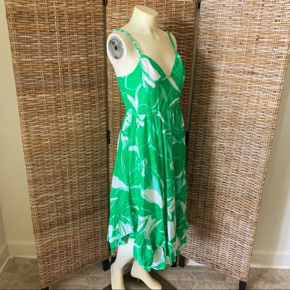 Milly Britney Kelly Green Stencil Floral Dress Size 6 - Picture 4 of 15